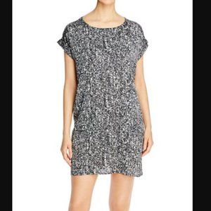 Eileen Fisher Silk Blend Black and White Printed Shift Dress, XS